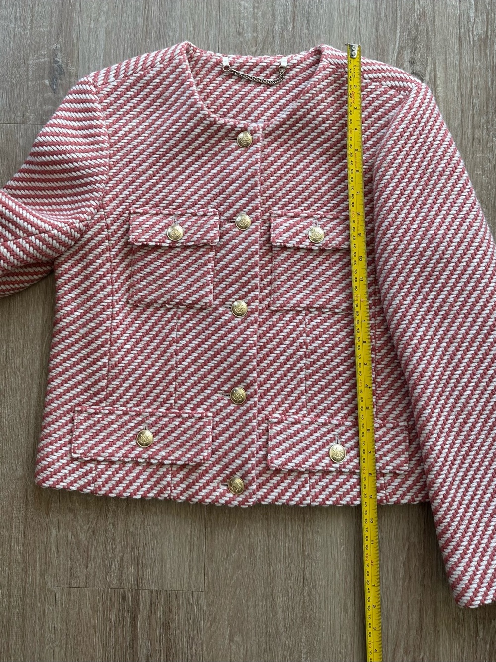 J CREW | ISABELLE PINK & WHITE TWEED LADY JACKET | GOLD TONED BUTTONS, LINED EUC - Picture 3 of 7
